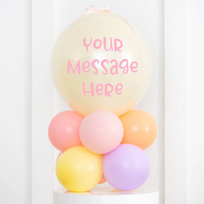 Personalised Air-Filled Pastel Easter Bubble Balloon Stack - Delivered Inflated!