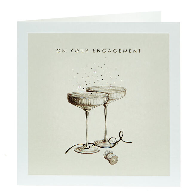 Engagement Card - Champagne Glasses
