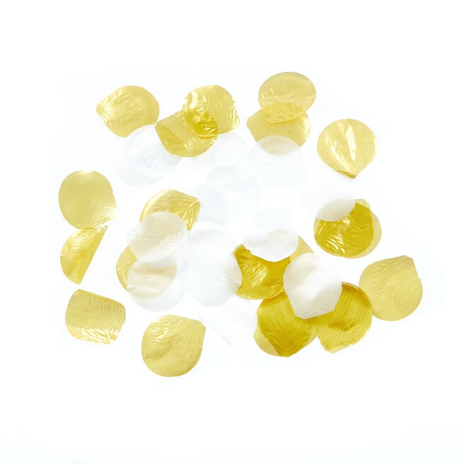 Gold & White Artificial Rose Petals - Pack Of 300