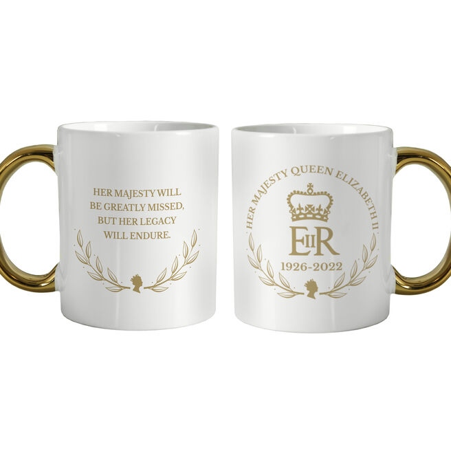 Personalised Commemorative Queen Elizabeth II Gold Handle Mug