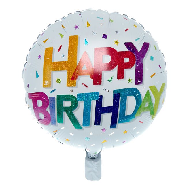 18-Inch Rainbow Birthday Text Foil Helium Balloon 