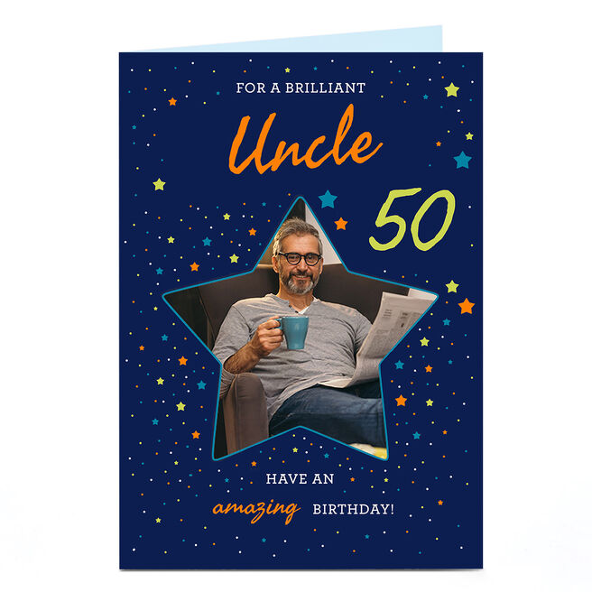 Photo Birthday Card - Stars, Uncle, Editable Age
