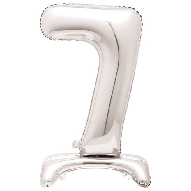 30-Inch Silver Air-Fill Standing Number 7 Table Balloon
