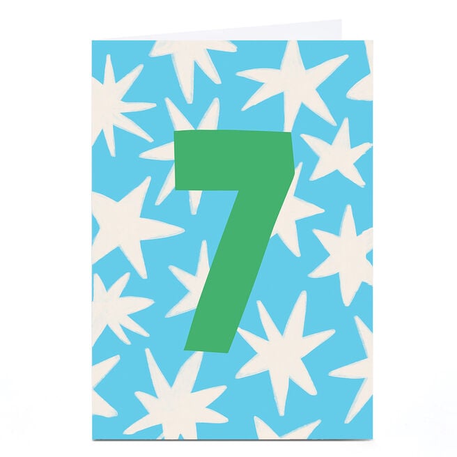7th Birthday Card - Blue and White Star