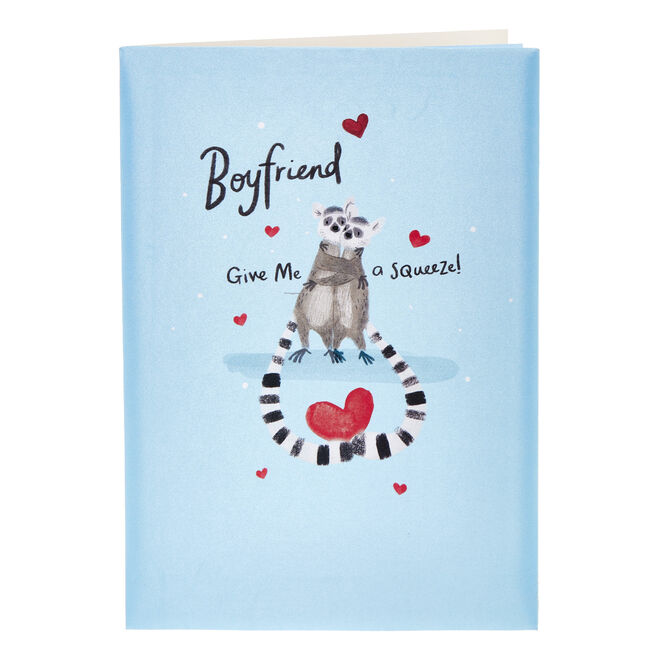 Boyfriend Lemurs Give Me A Squeeze Padded Valentine's Day Card