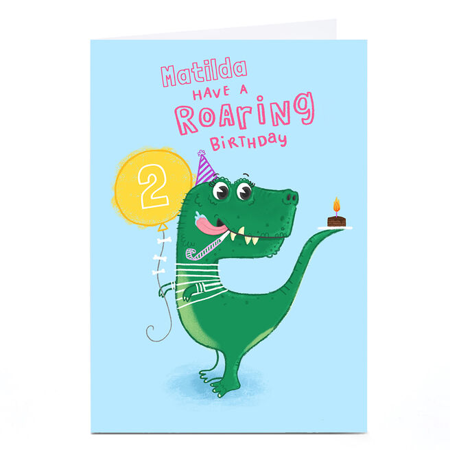 Personalised Blue Kiwi Card - Pink Roaring Birthday