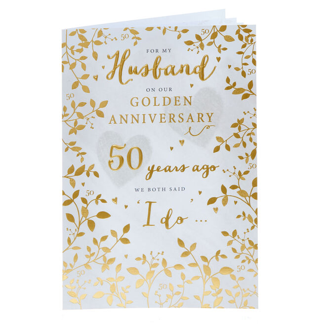 Husband Golden 50th Wedding Anniversary Card