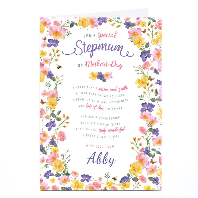 Personalised Mother's Day Card - For A Special Step Mum, Flowers