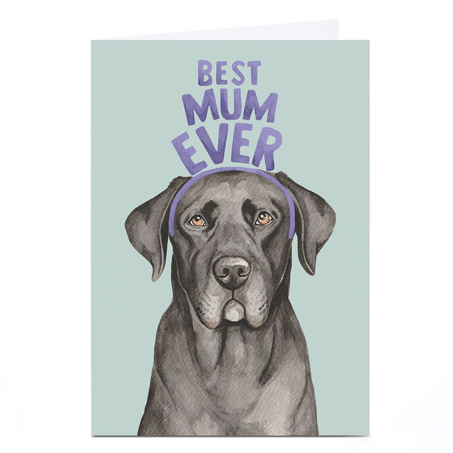 Personalised Lil Wabbit Mother's Day Card - Best Mum Ever Black Labrador