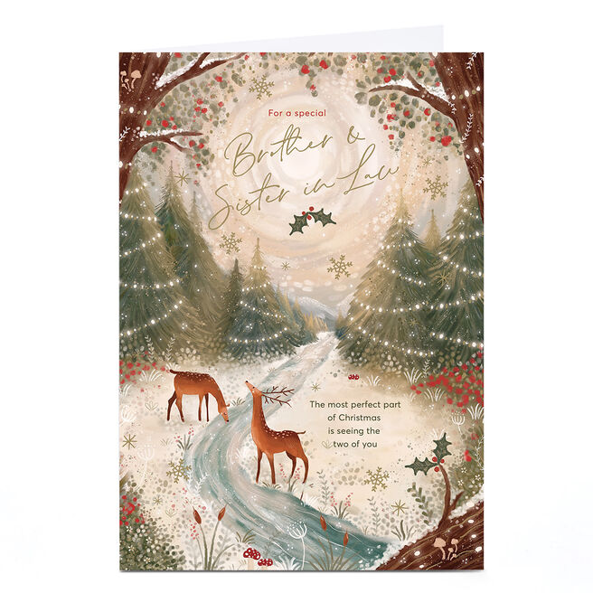 Personalised Christmas Card - Deer in the Forest, Brother & Sister-in-Law