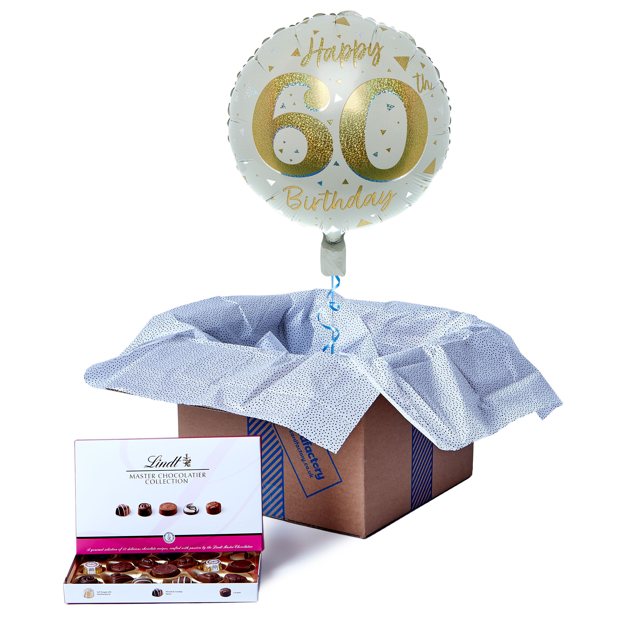 Buy Happy 60th Birthday Balloon & Lindt Chocolate Box - FREE GIFT