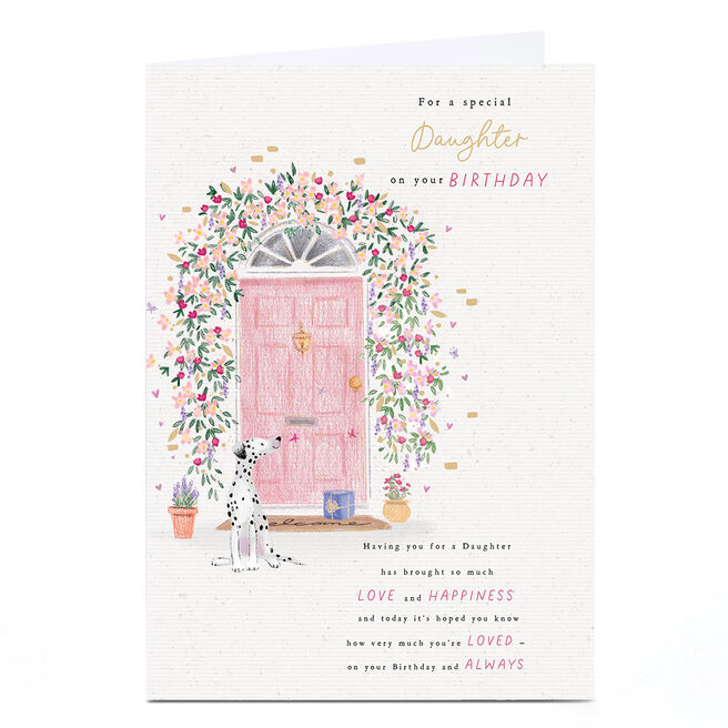 Personalised Birthday Card - Pink Floral Doorway, Daughter