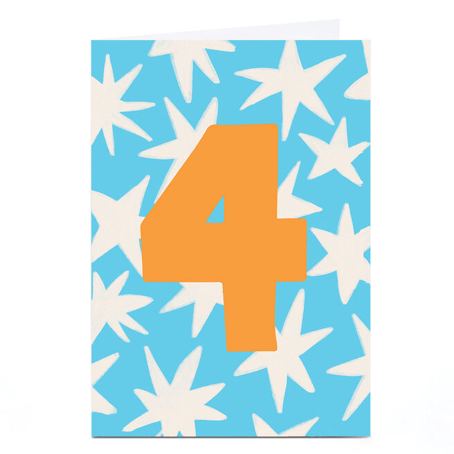 4th Birthday Card - Blue and White Stars