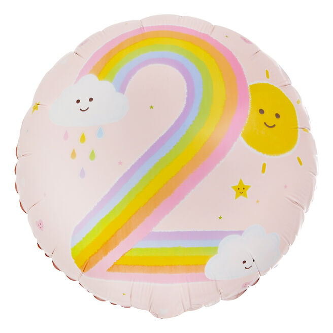 Rainbow 2nd Birthday 18-Inch Foil Helium Balloon