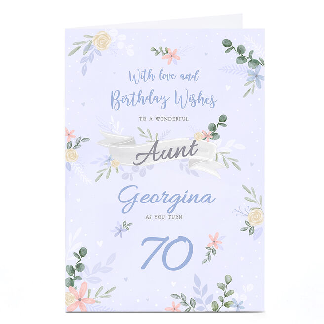 Personalised Birthday Card - Love & Wishes Lilac Floral, Editable Age