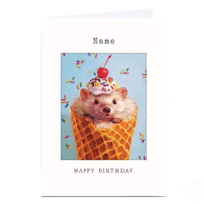 Personalised Birthday Card - Hedgehog Icecream Happy Birthday