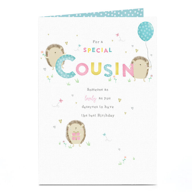 Birthday Card - Cute Hedgehogs, Cousin