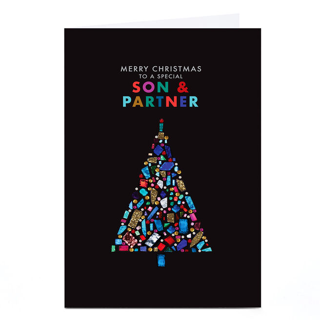 Personalised Rebecca Prinn Christmas Card - Son & Partner Tree