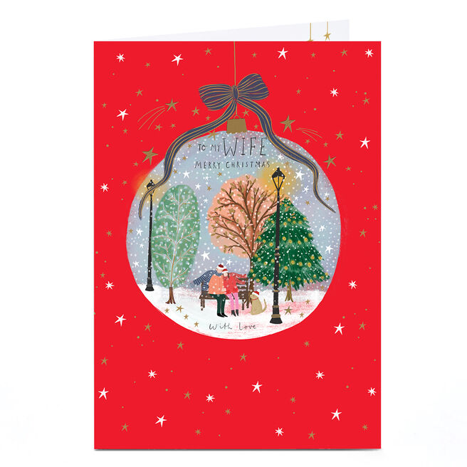 Christmas Card - Snowy Park Scene Bauble, Wife