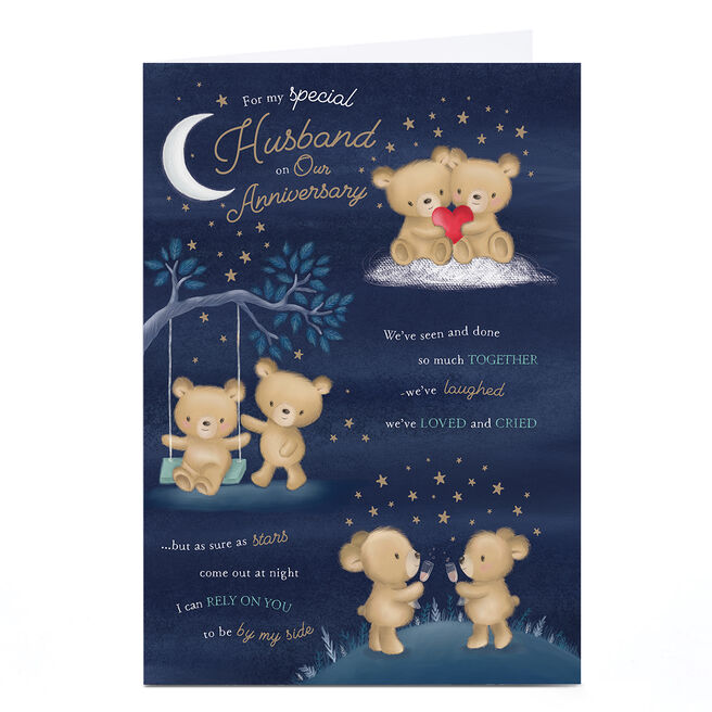 Personalised Anniversary Card - Cute Bears, Husband