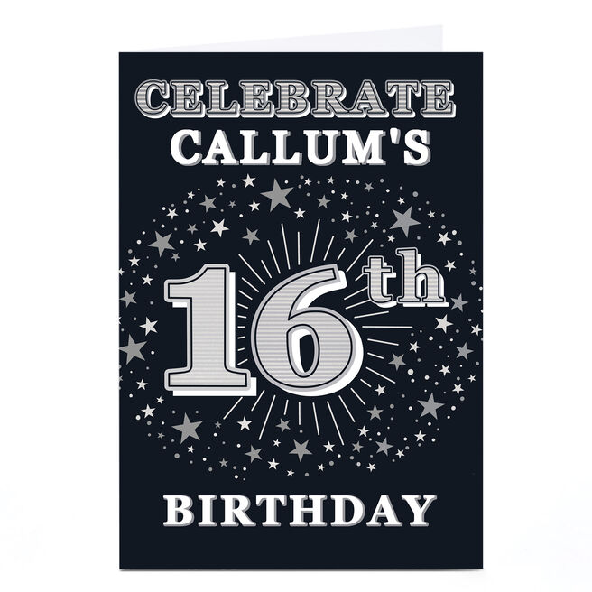 Personalised 16th Birthday Invitation - Silver Stars