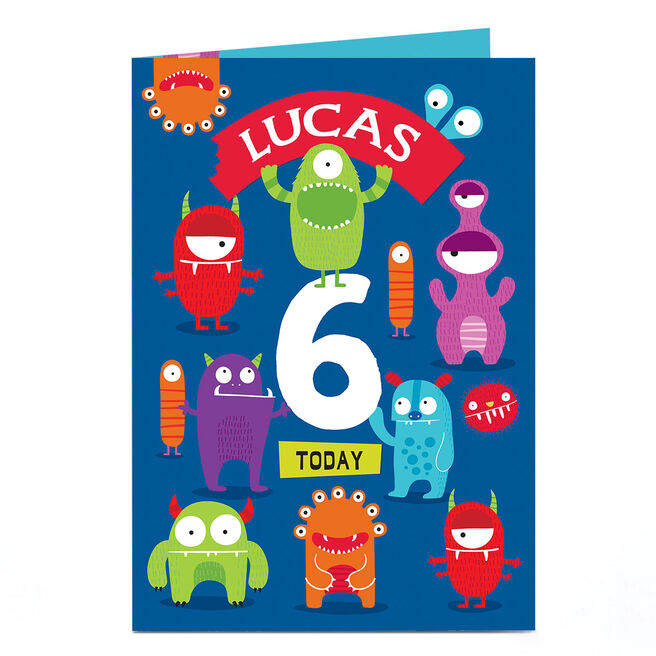 Personalised Editable Age Birthday Card - Monster Madness
