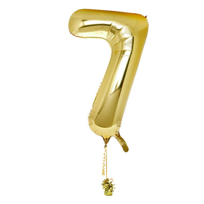 Large Gold Number 7 Inflated Balloon Arrangement 