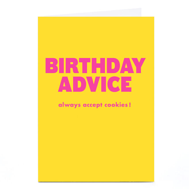 Personalised Birthday Card - Always Accept Cookies!