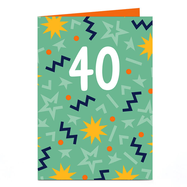 40th Birthday Card - Jazzy Green Explosion