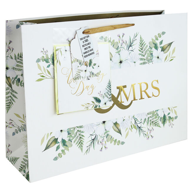 Jeff Banks Extra Large Mr & Mrs Wedding Day Gift Bag & Matching Card