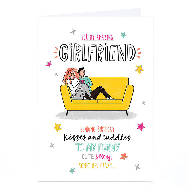 Birthday Card - Sofa Cuddles Always Amazing, Girlfriend