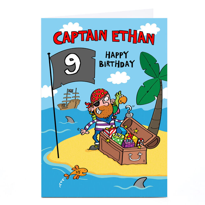 Personalised Editable Age Birthday Card - Pirate's Treasure