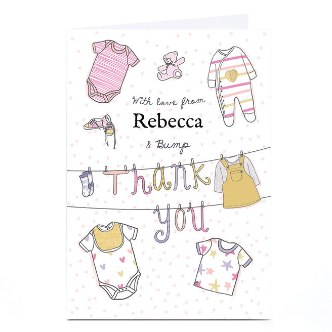Personalised Thank You Card - From Bump, Pink 