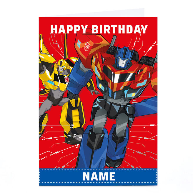 Personalised Birthday Card - Transformers with Message and Name