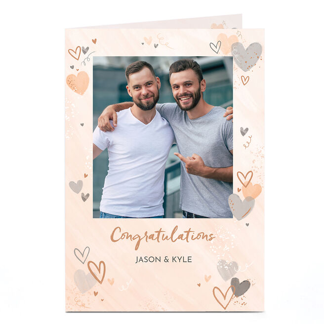 Personalised Congratulations Card - Watercolour Hearts