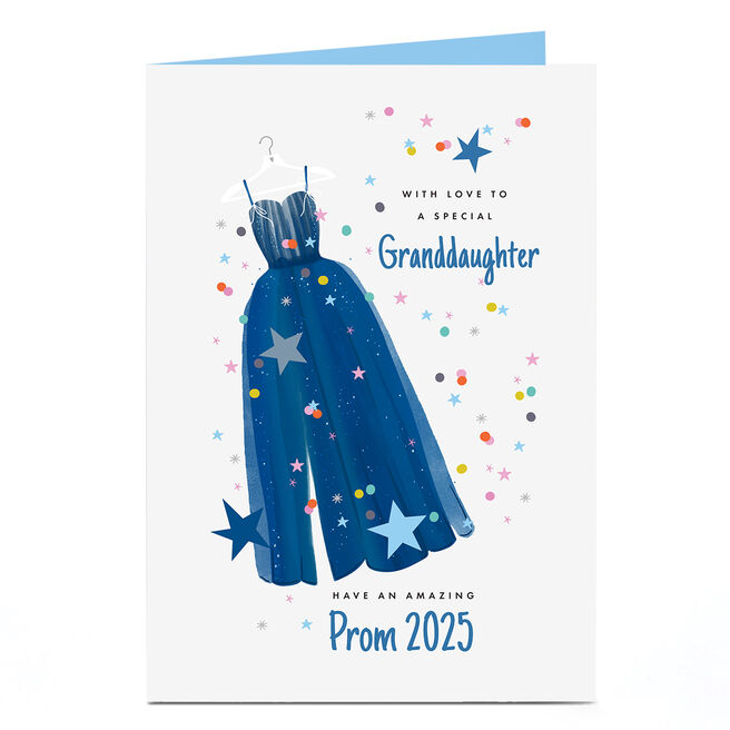 Personalised Card - Prom - Blue Dress - Granddaughter 