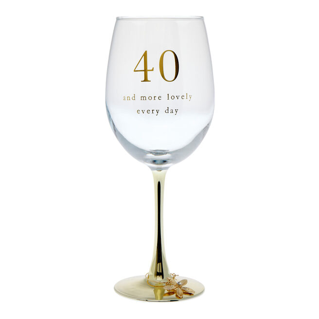 40th Birthday Wine Glass
