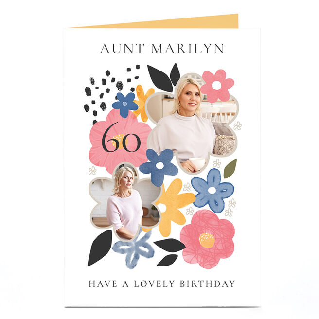 Personalised Birthday & Milestone Photo Card - Have a Lovely Birthday Flowers
