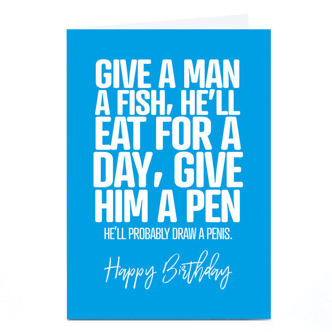 Personalised Punk Birthday Card - Give a Man A Fish
