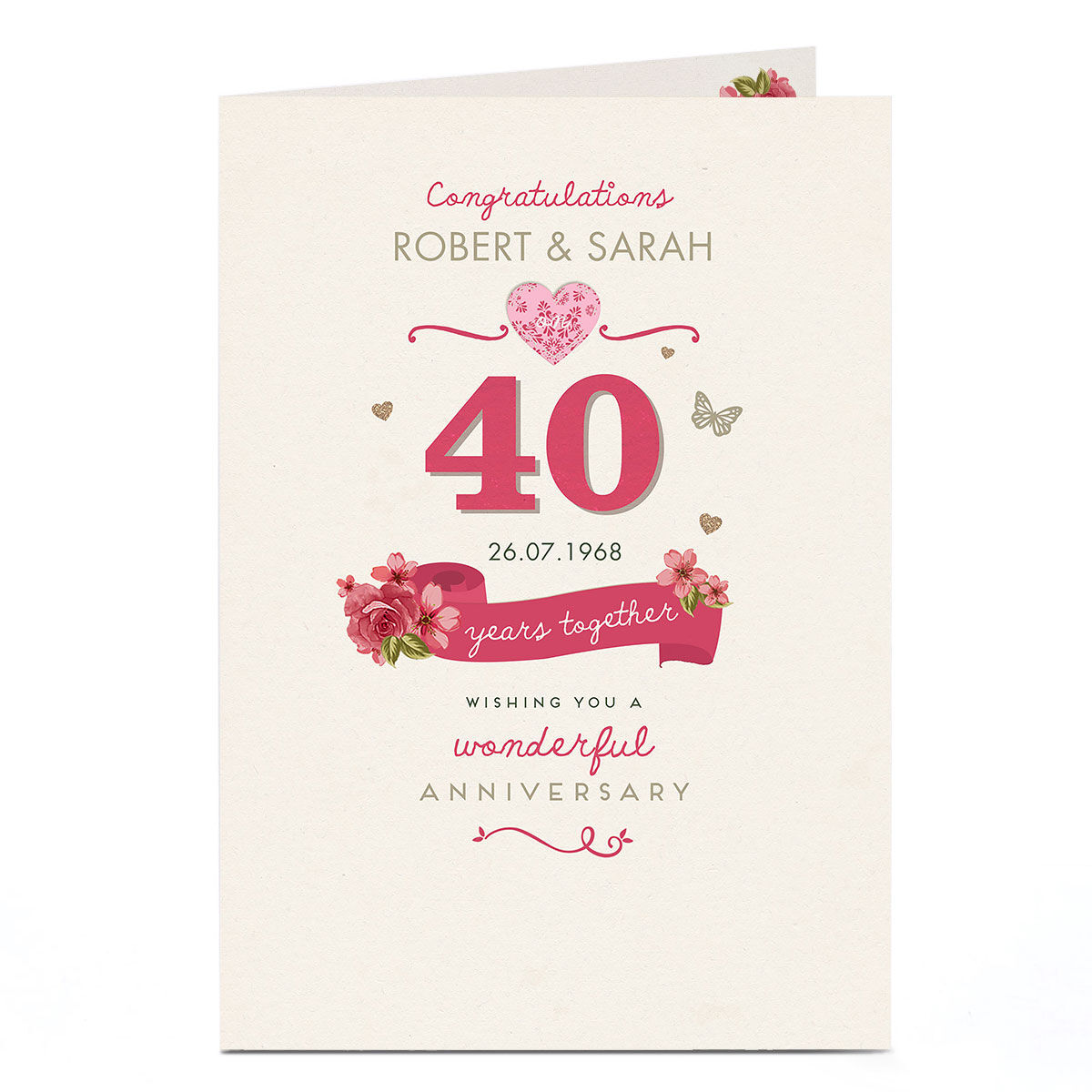 Handgemachte Glückwunschkarte Zum 40. Hochzeitstag – „Ruby Anniversary“ Für Ehemann