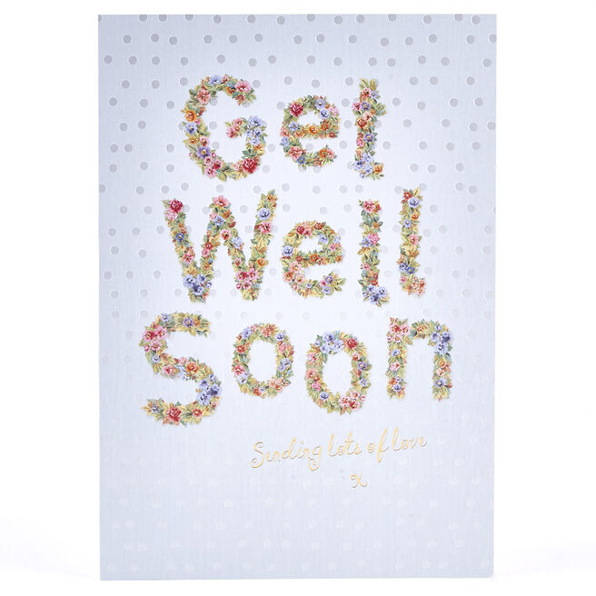 Get Well Soon Card - Flower Text