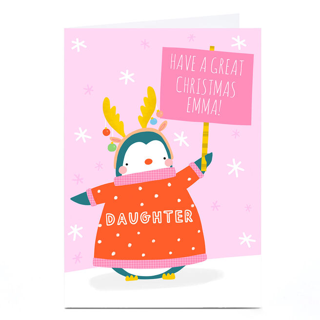 Personalised Jess Moorhouse Christmas Card - Penguin Daughter