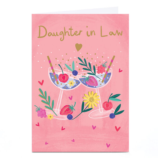 Personalised Birthday Card - Pink Fruity Cocktails, Daughter-In-Law
