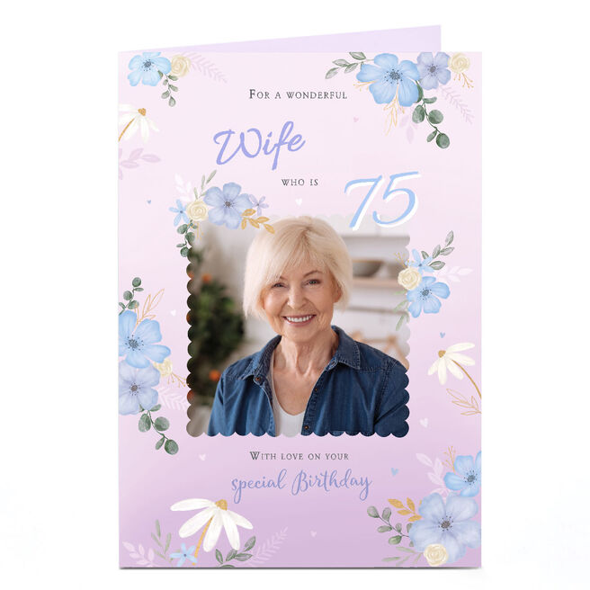 Personalised Birthday Card Photo Card - Wonderful Wife, Editable Age