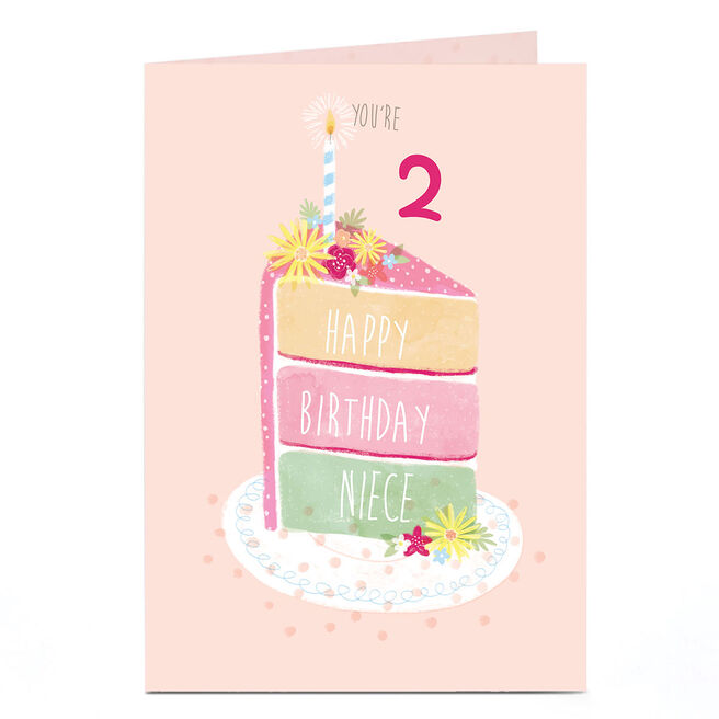 Personalised Editable Age Birthday Card - Piece Of Cake Niece
