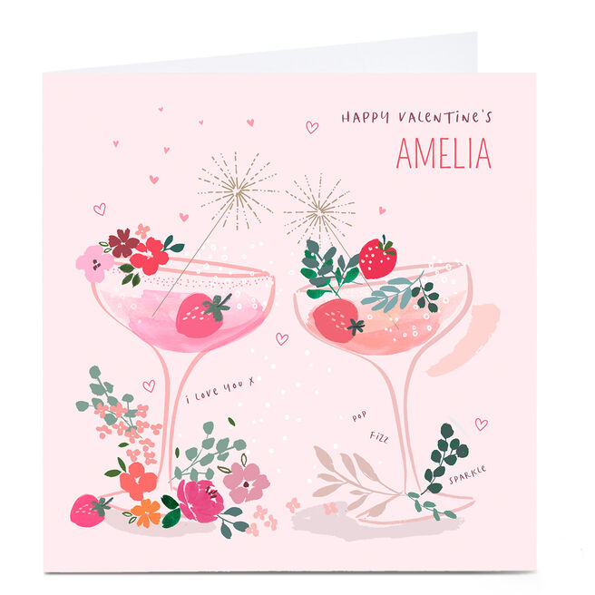 Personalised Nikki Upsher Valentine's Day Card - Cocktail Glasses