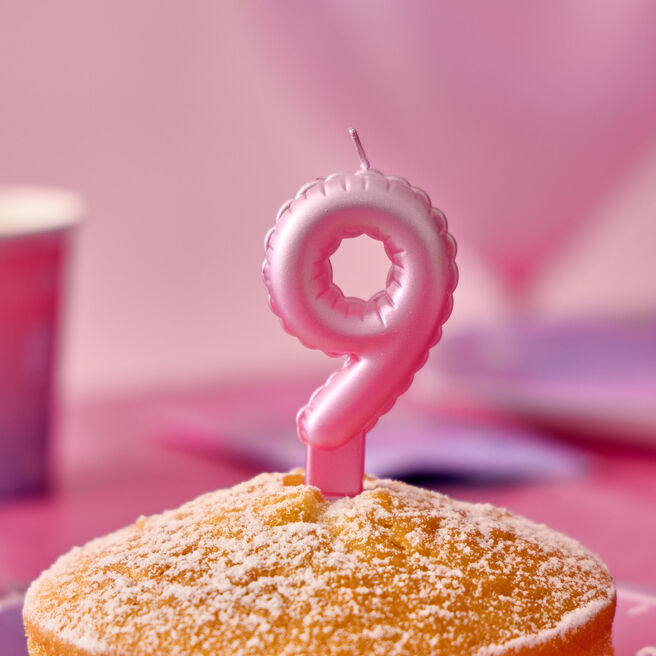 Pink Number 9 Cake Candle