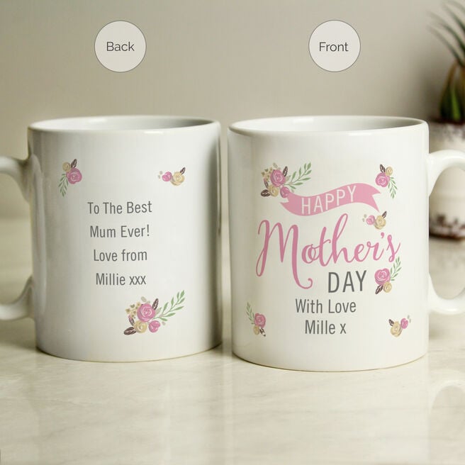 Personalised Floral Bouquet Mothers Day Mug