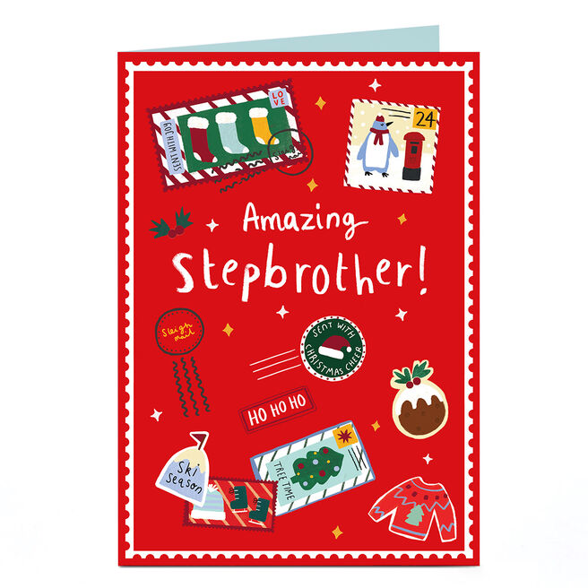 Christmas Card - Seasonal Stamps and Stickers, Stepbrother