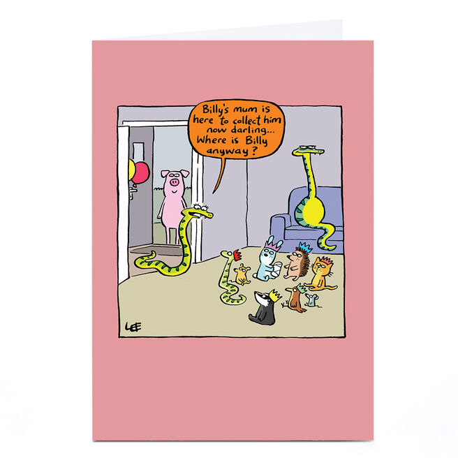 Personalised Lee Fearnley Card - Snake Kids Party